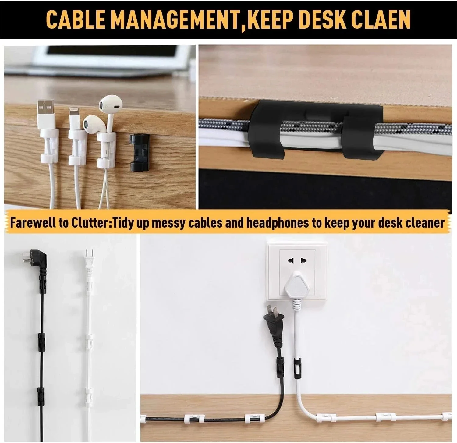 케이블 클립 정리기 드롭 와이어 홀더 코드 관리 셀프  - Cable Management Sleeve 리뷰 및 가격