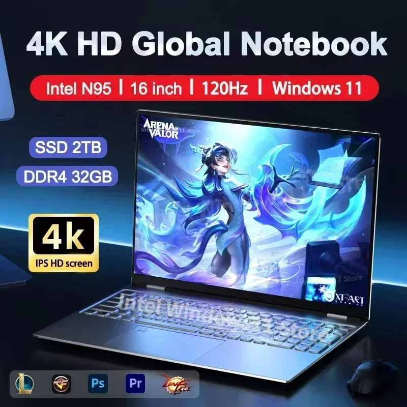 새로운 노트북 인텔 N95 4K HD 120HZ 디스플 - Pc Gaming Notebook 리뷰 및 가격